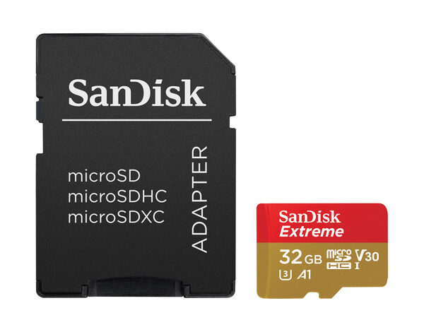 Sandisk Extreme microSD mälukaart + adapter (32GB)